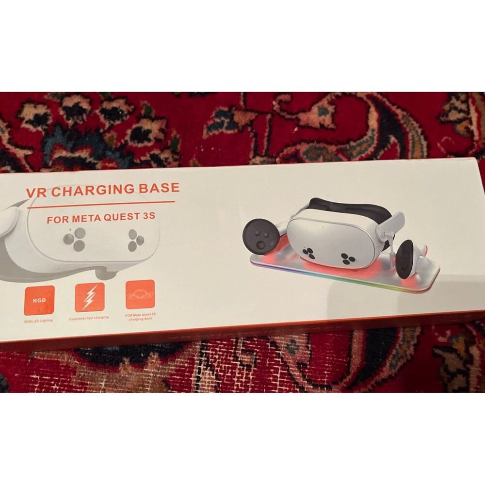 VR Charging Base Dock for Meta Quest 3S – RGB LED – Fast Charge – New